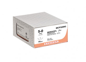 Fil de suture Ethicon Monocryl Plus (MCP3209G, avec aiguille, FS-2, 19 mm, 3/8 cercle triangulaire) - 12 unités