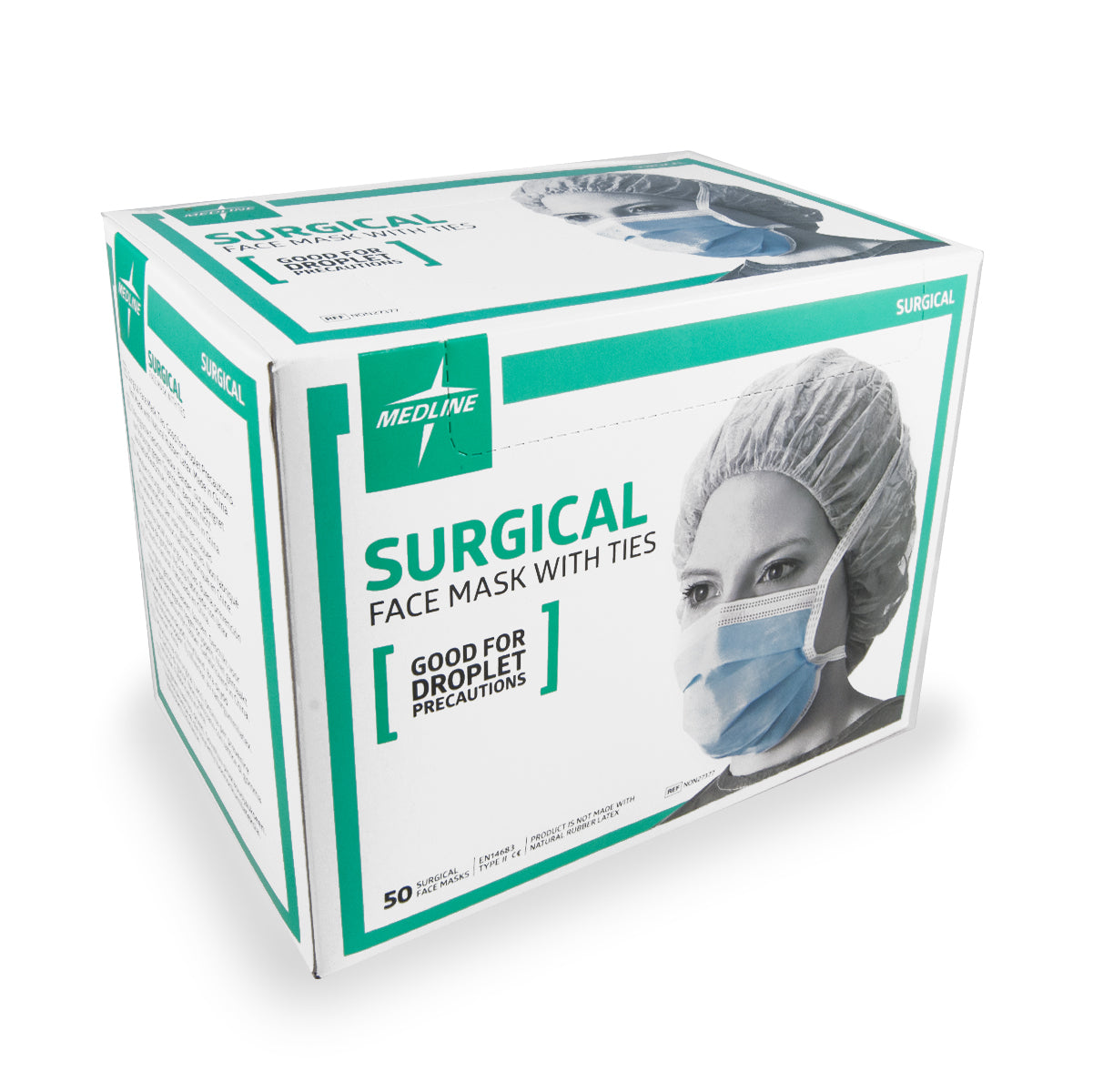 Masque chirurgical Medline à lanières bleu - 50 pièces